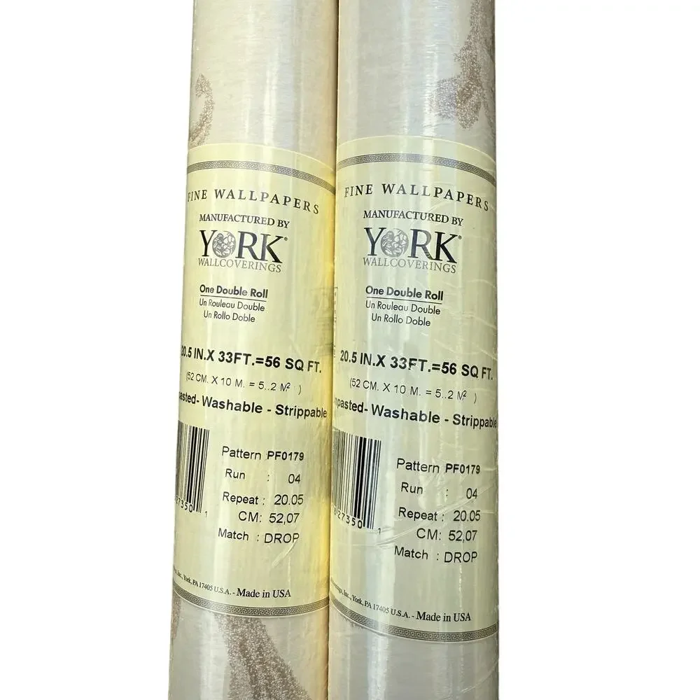 York Fine Wallpaper Damask Classic Cream Beige Style PF0179 One Roll NEW